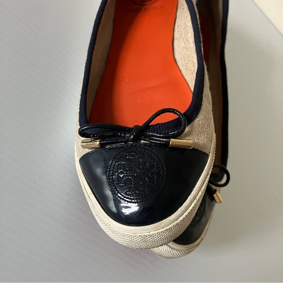 Tory Burch Skylar Quilted Linen Navy Blue Sneakers size 8 - Picture 5 of 7